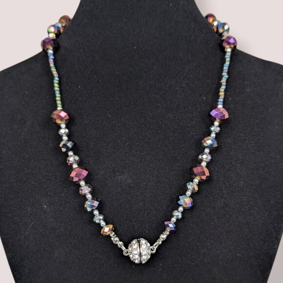 Vintage Beaded AB Crystal Necklace - Picture 1 of 7